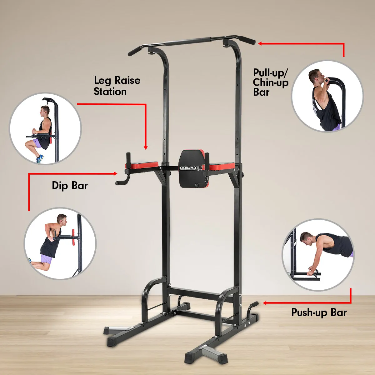 Multi-Function Power Tower Exercise Station, Steel Frame