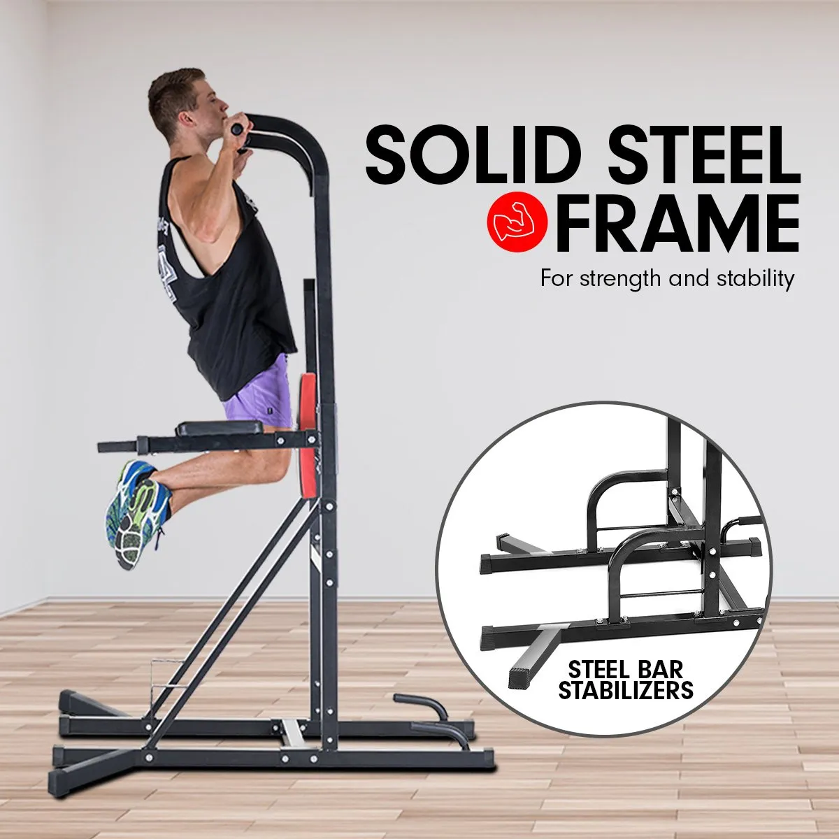 Multi-Function Power Tower Exercise Station, Steel Frame