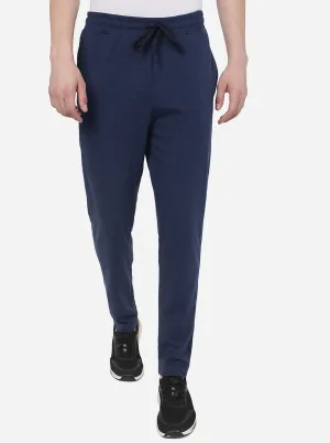 Navy Blue Melange Solid Slim Fit Track Pant | JadeBlue