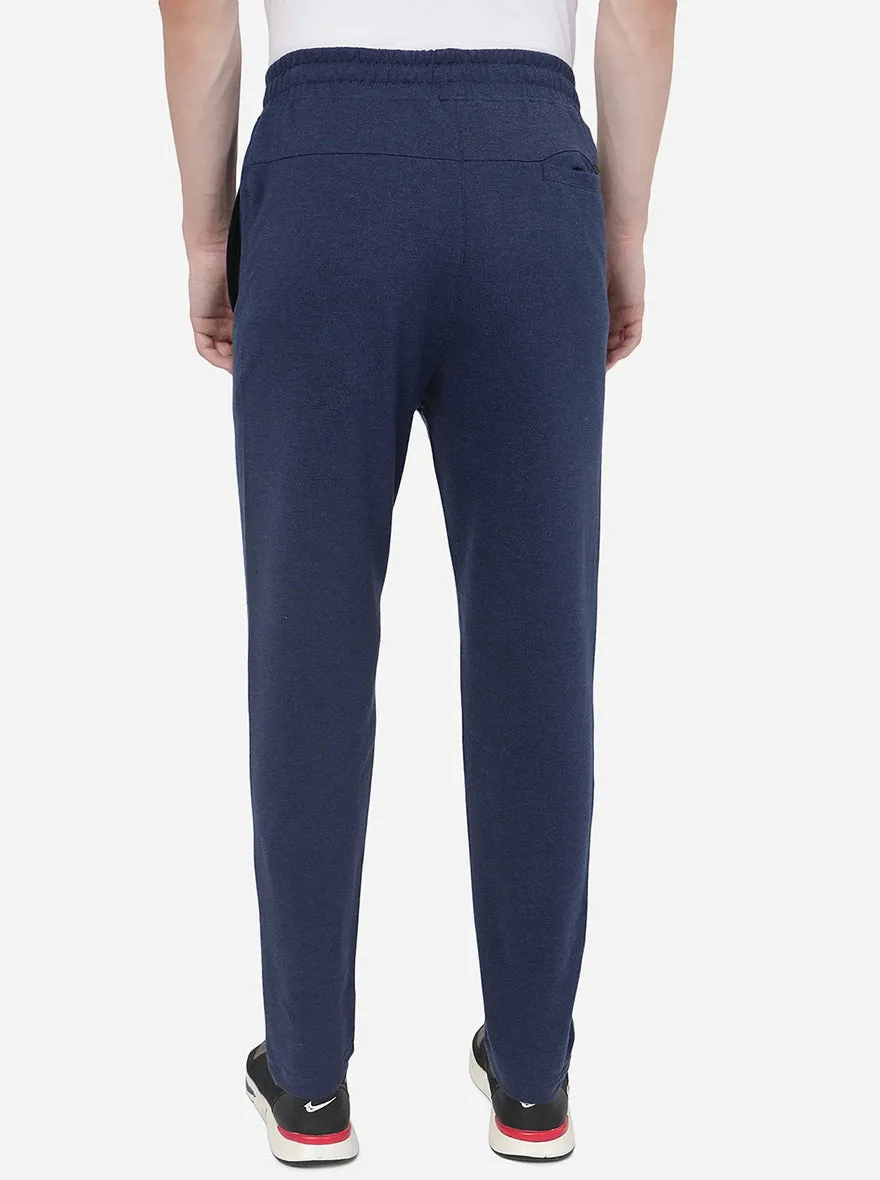 Navy Blue Melange Solid Slim Fit Track Pant | JadeBlue