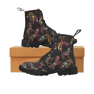 Neon Floral Animals Boots for Women (Black)