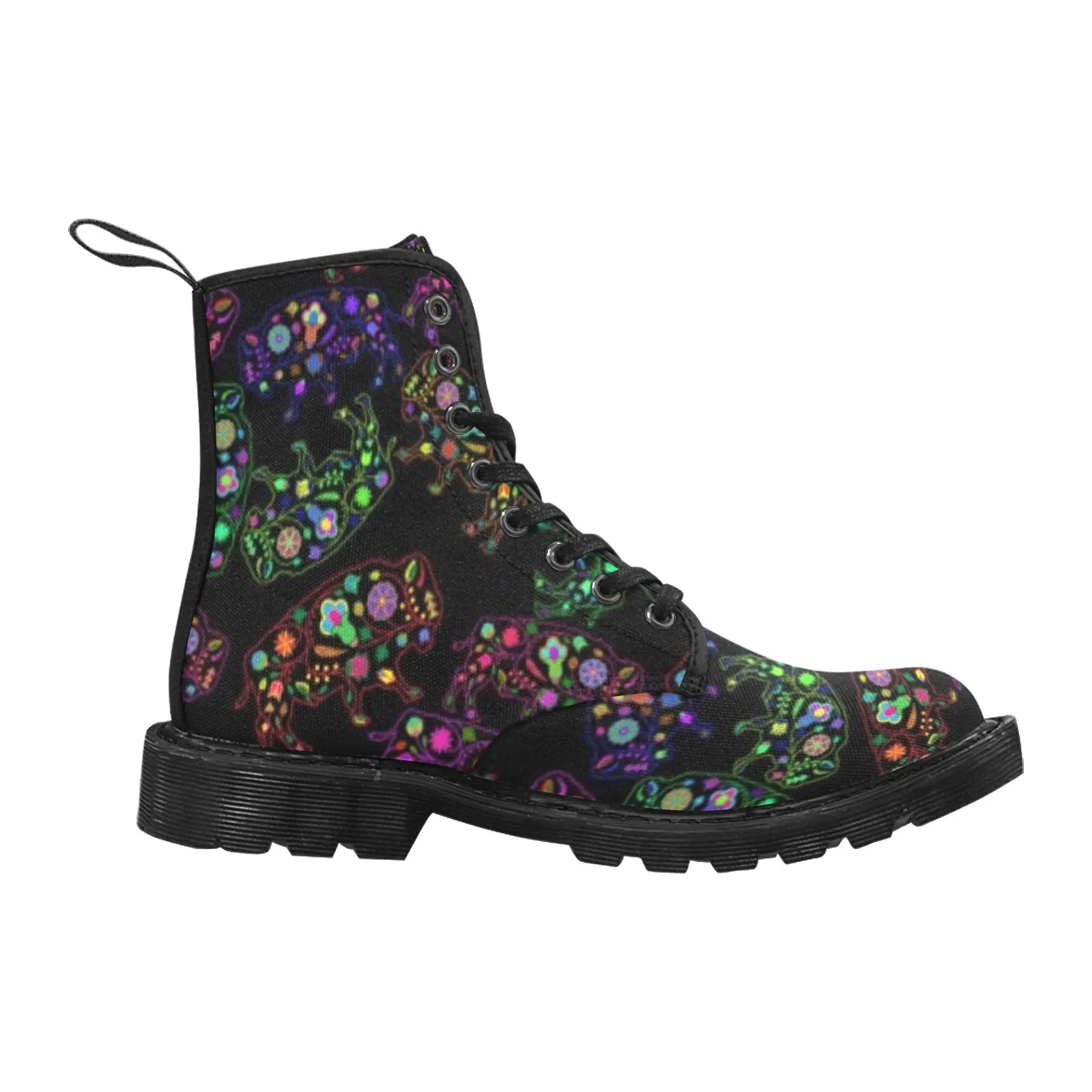 Neon Floral Buffalos Boots for Women (Black)