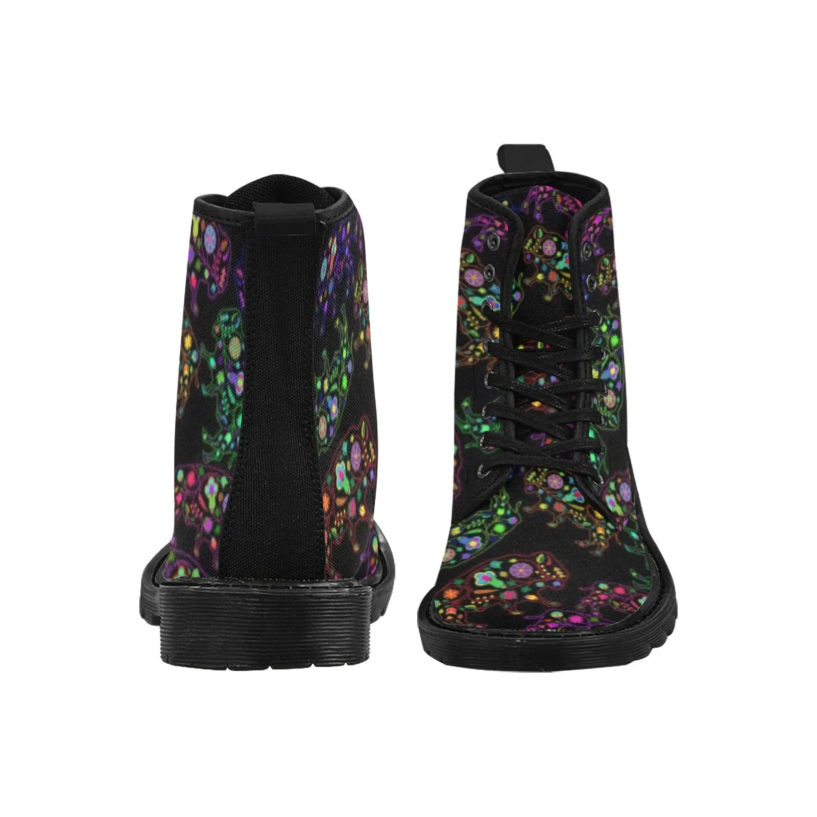 Neon Floral Buffalos Boots for Women (Black)