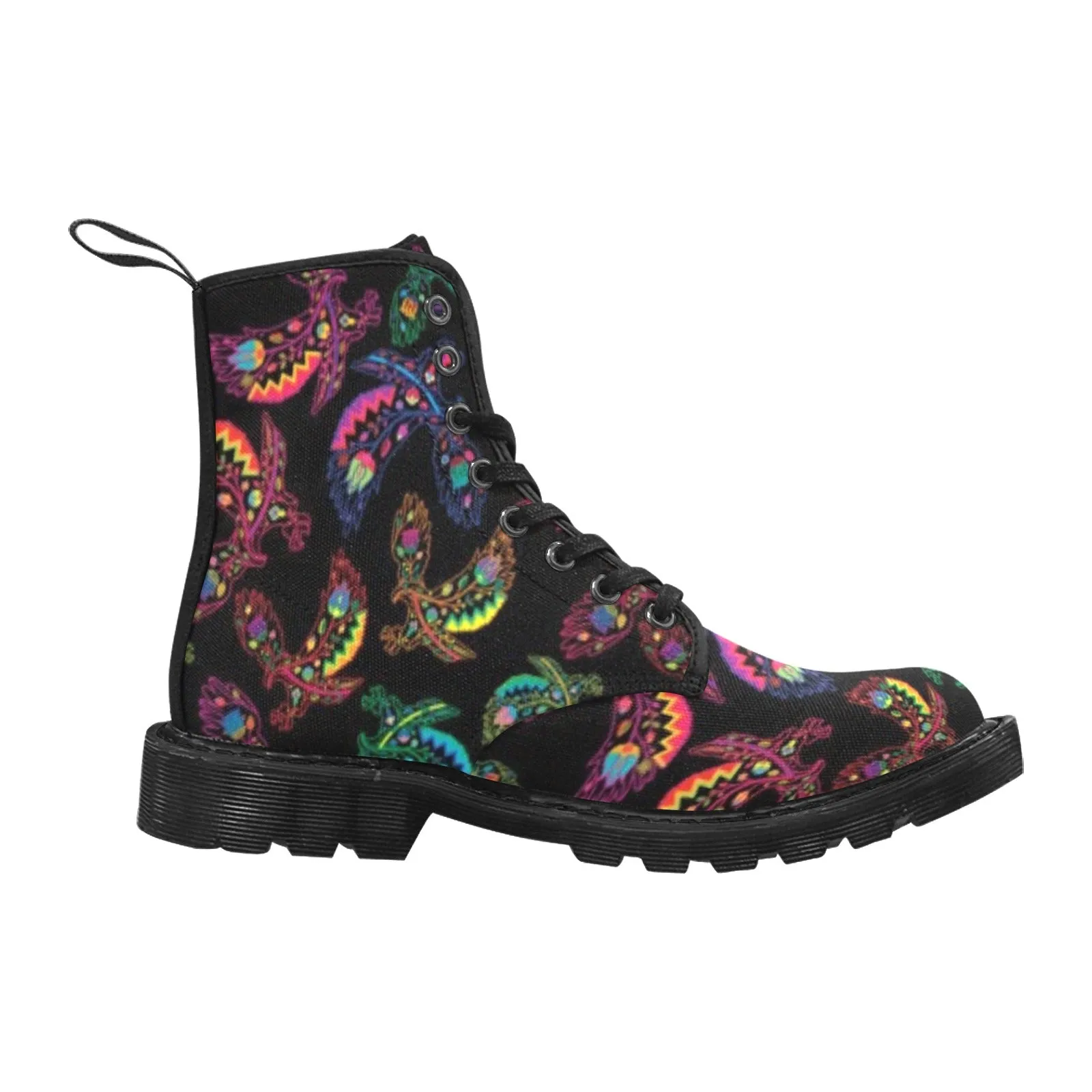 Neon Floral Eagles Boots for Men (Black)