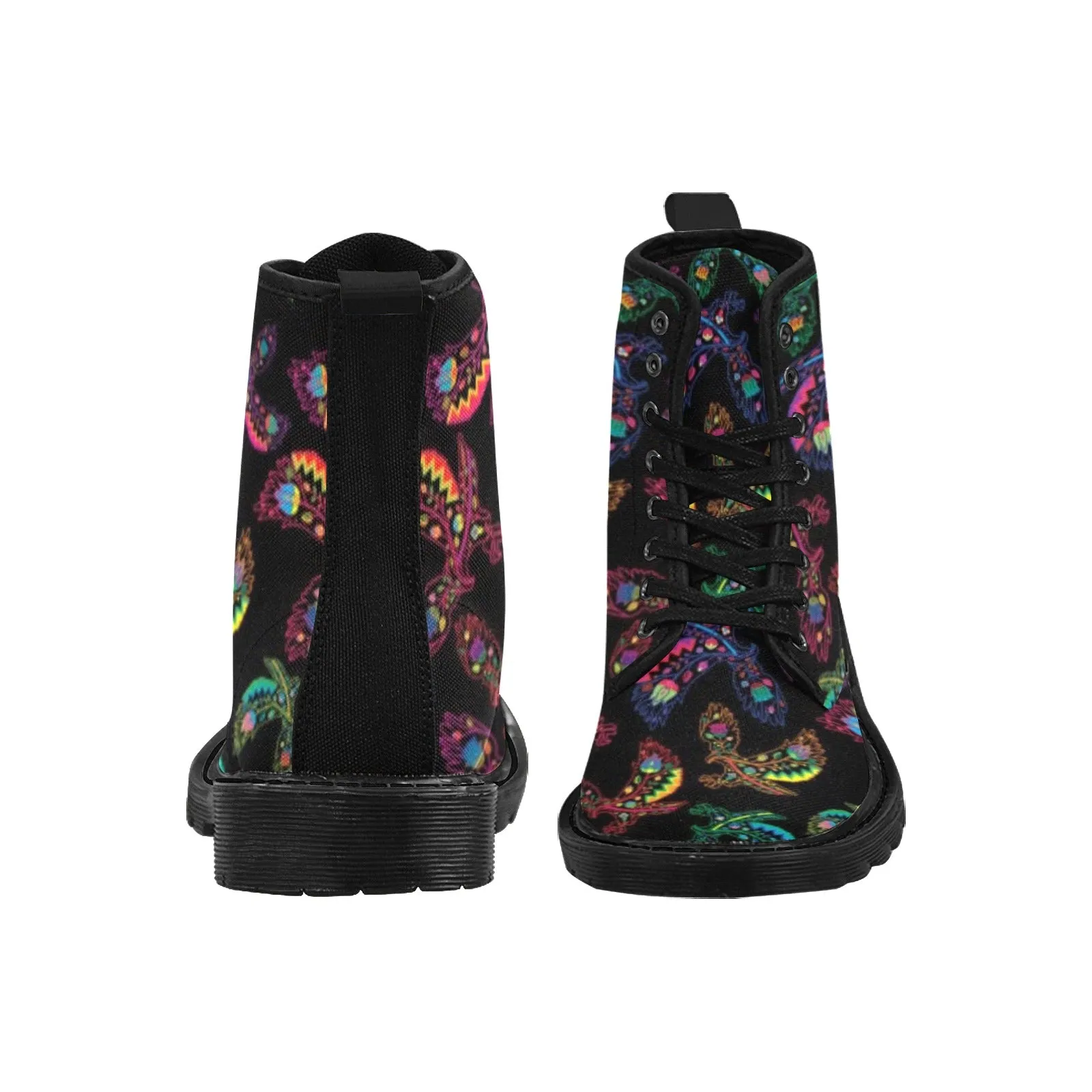 Neon Floral Eagles Boots for Men (Black)