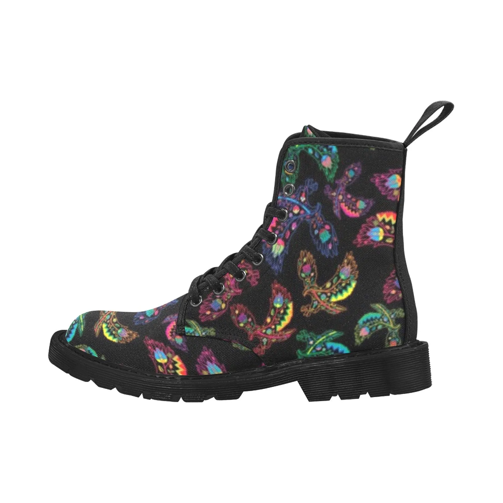 Neon Floral Eagles Boots for Men (Black)