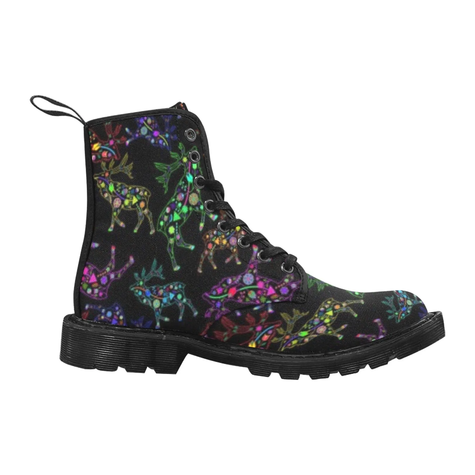 Neon Floral Elks Boots for Women (Black)