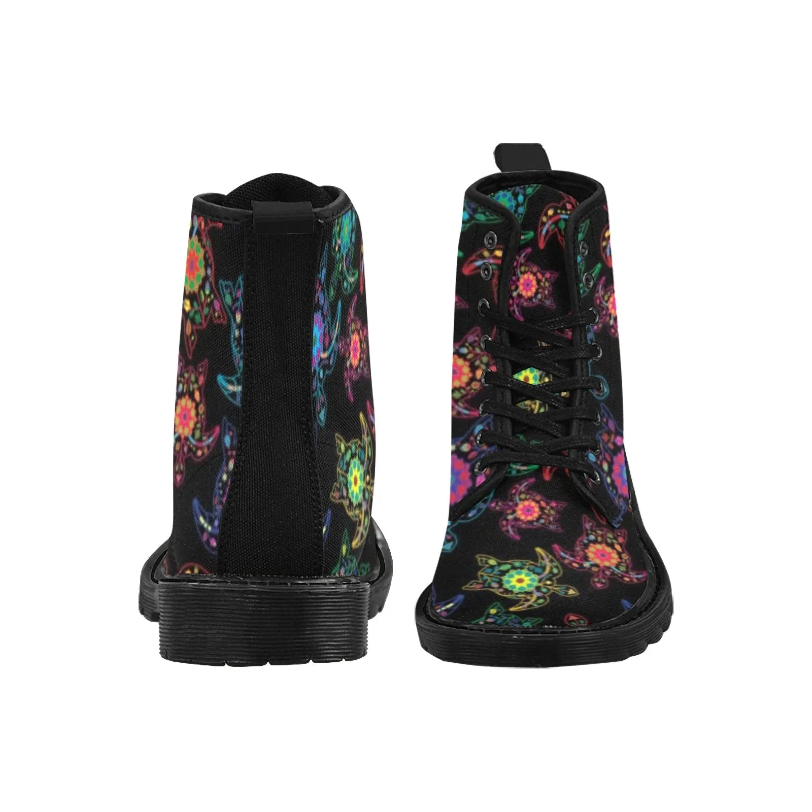 Neon Floral Turtle Boots for Women (Black)