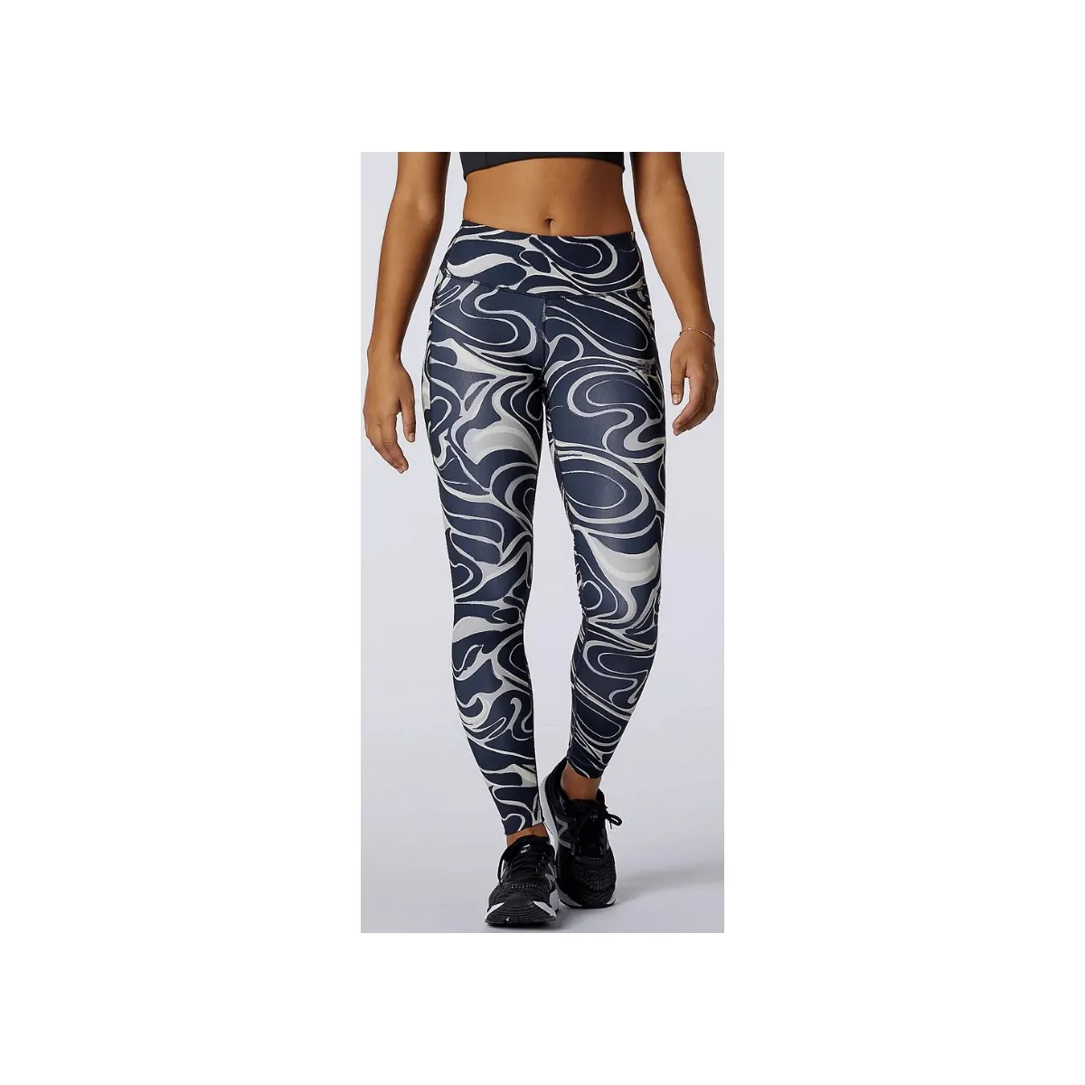 New Balance Printed Impact Run Tights Navy Blue Gray Women