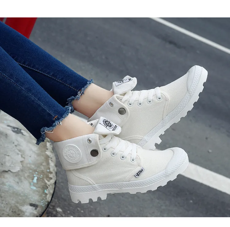 New Classic Design High-top Shoes Paladin Canvas Shoes Cuffed Thick-soled Martin Boots Women