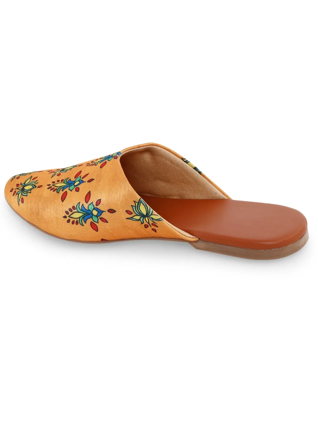 Orange Traditional Butta Slip On Chappals