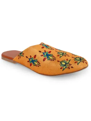 Orange Traditional Butta Slip On Chappals