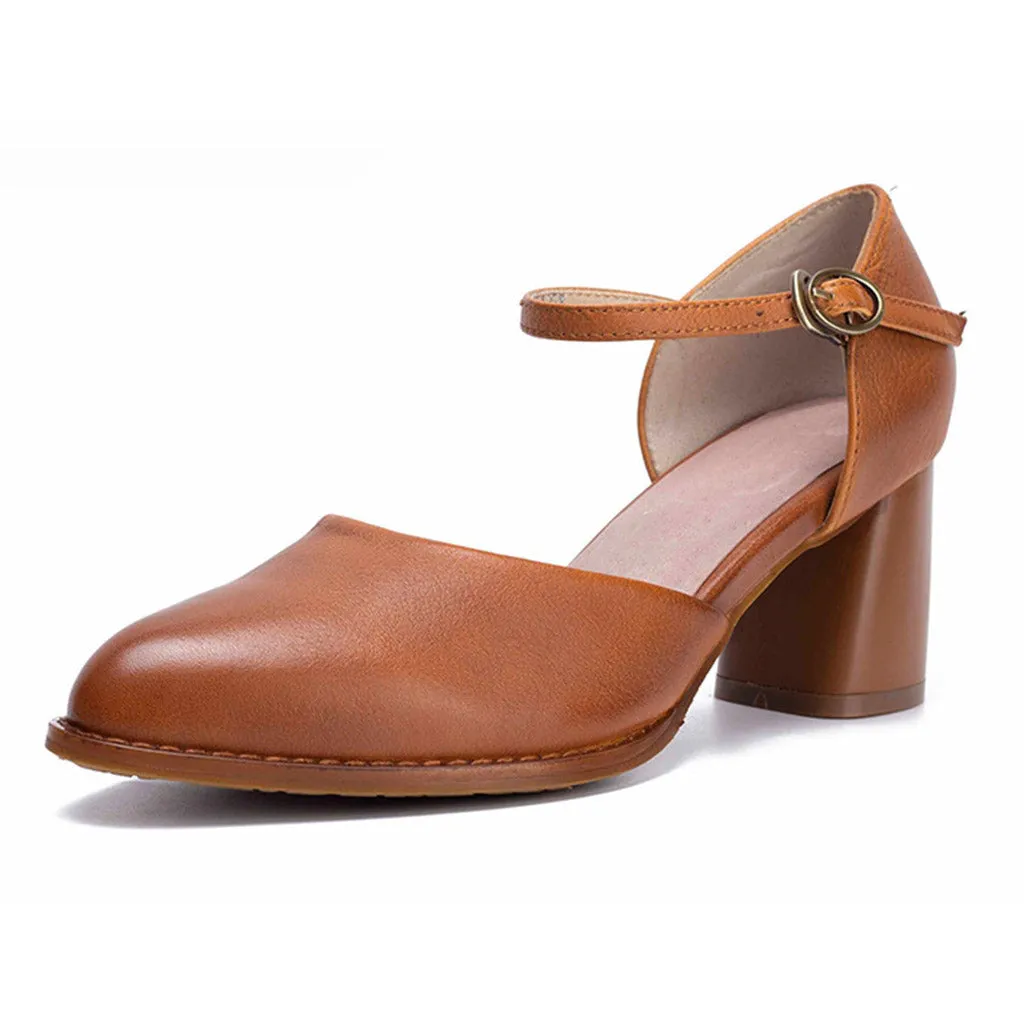 Pointed Toe Buckle Women's Elegant Chunky Shoes