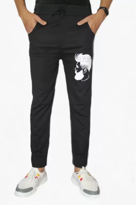 Printed Men Black Track Pants