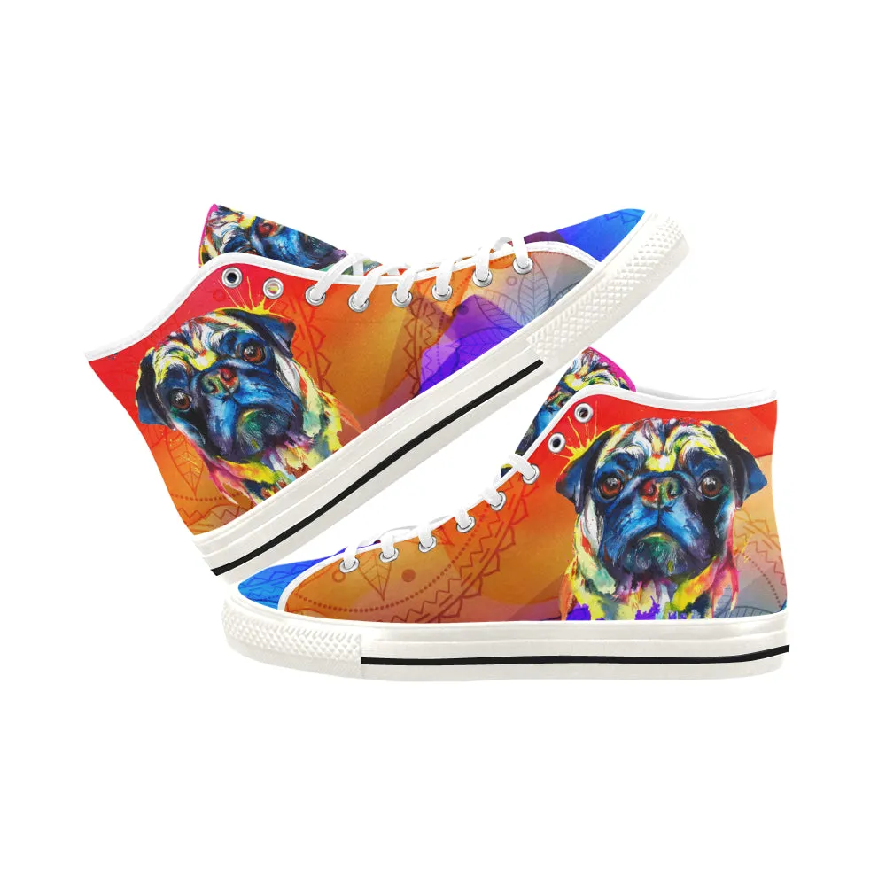 Pug Watercolor Vancouver H Men's Canvas Shoes