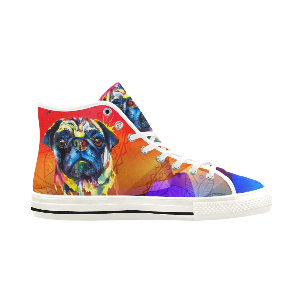 Pug Watercolor Vancouver H Men's Canvas Shoes