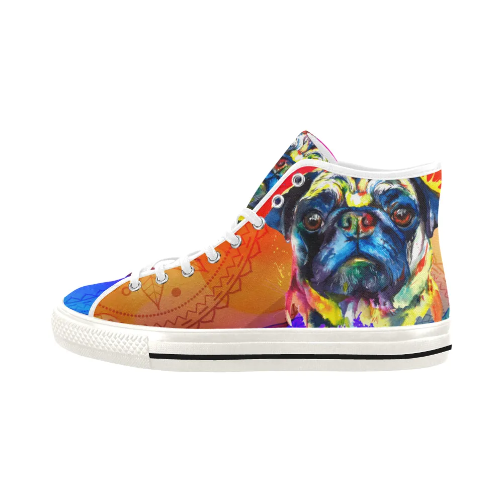 Pug Watercolor Vancouver H Women's Canvas Shoes