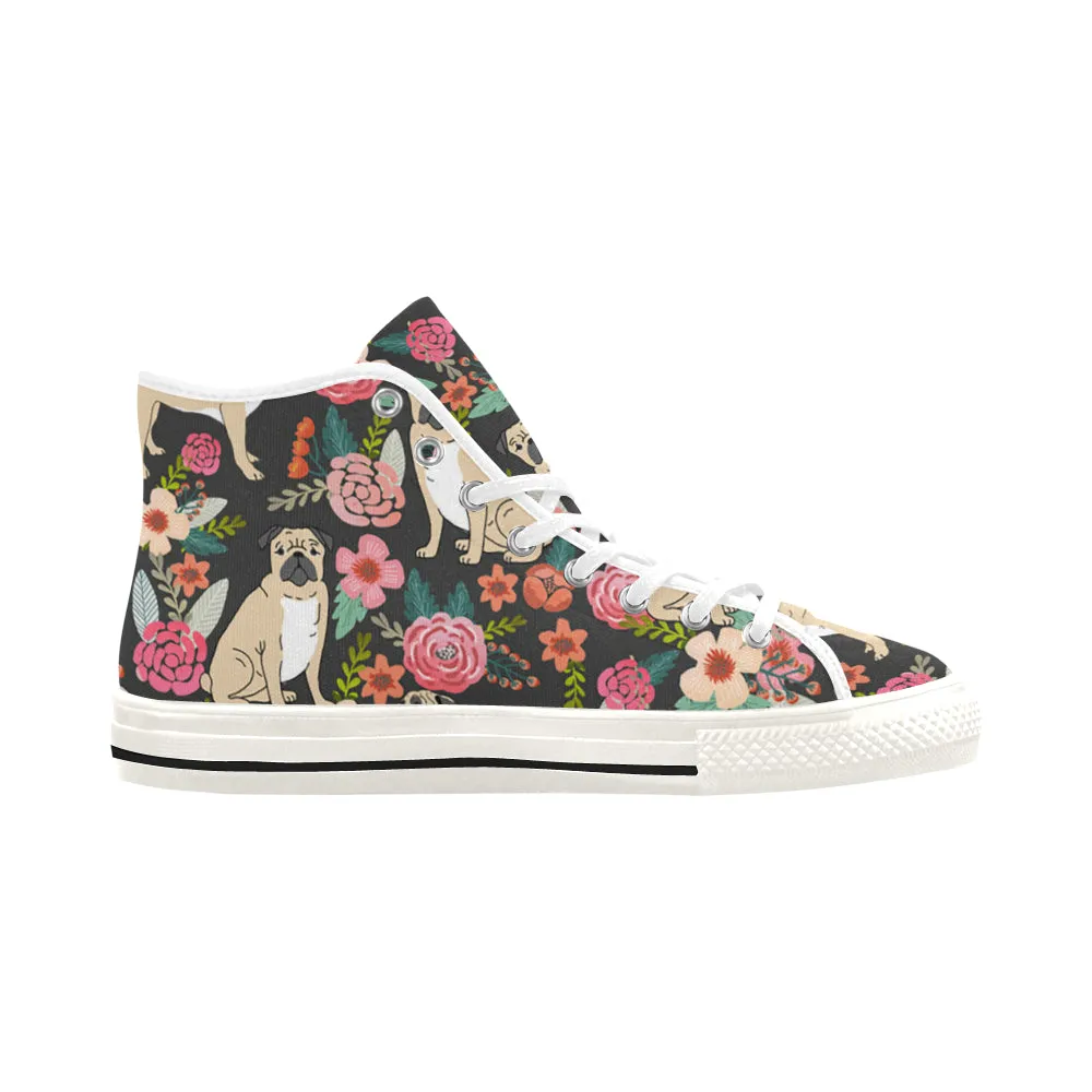 Pugs of spring floral Vancouver H Women's Canvas Shoes