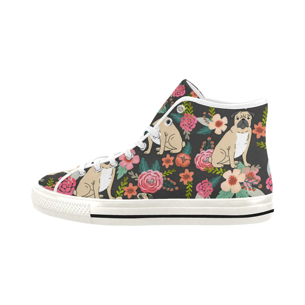 Pugs of spring floral Vancouver H Women's Canvas Shoes