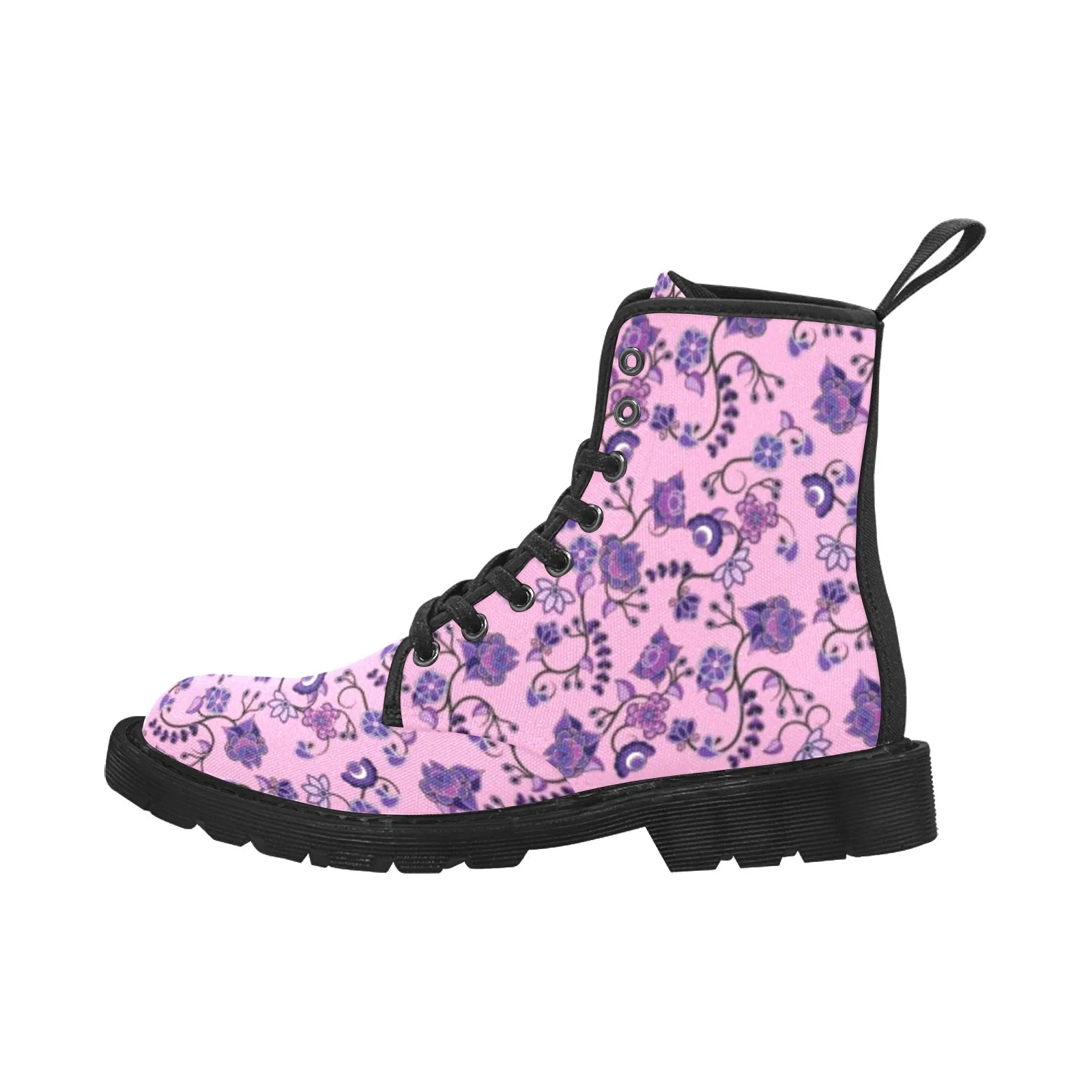 Purple Floral Amour Boots for Men (Black)