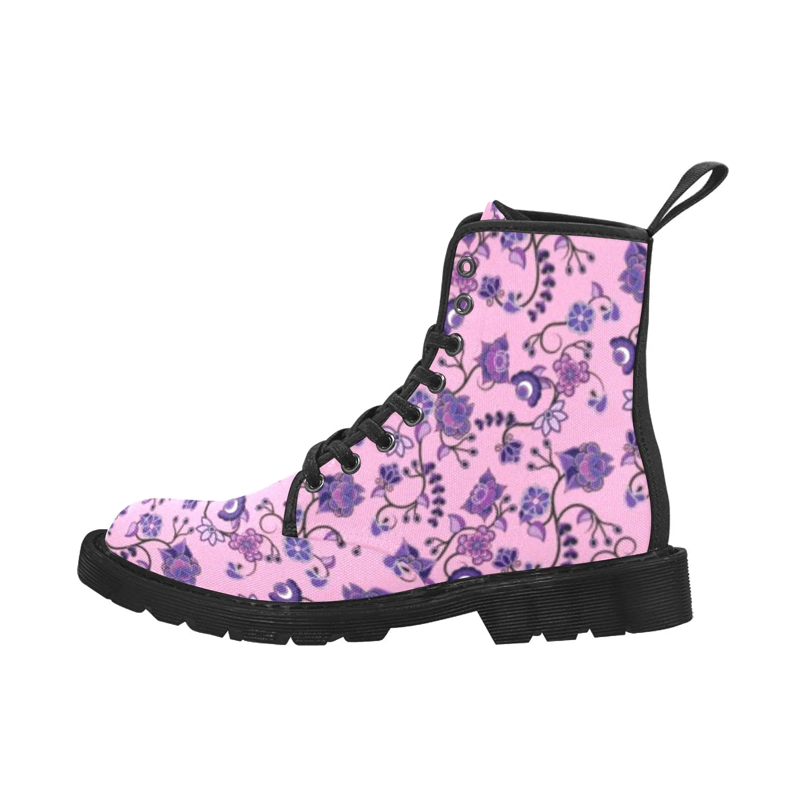 Purple Floral Amour Boots for Women (Black)