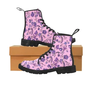 Purple Floral Amour Boots for Women (Black)