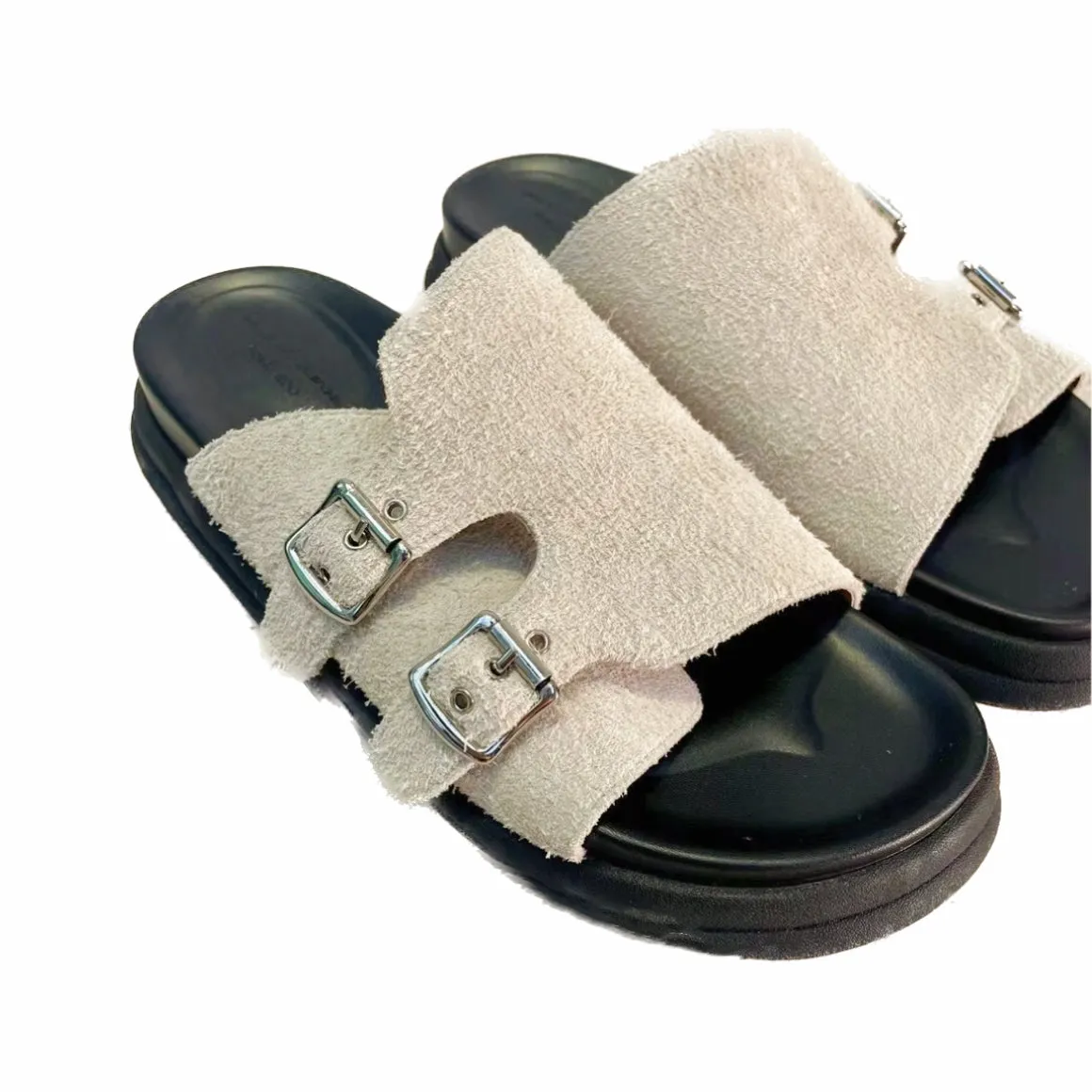 Quinnbie Men's Suede Slippers: Exquisite Elegance with Decorative Buckles, Perfectly Marrying Comfort and Luxury"