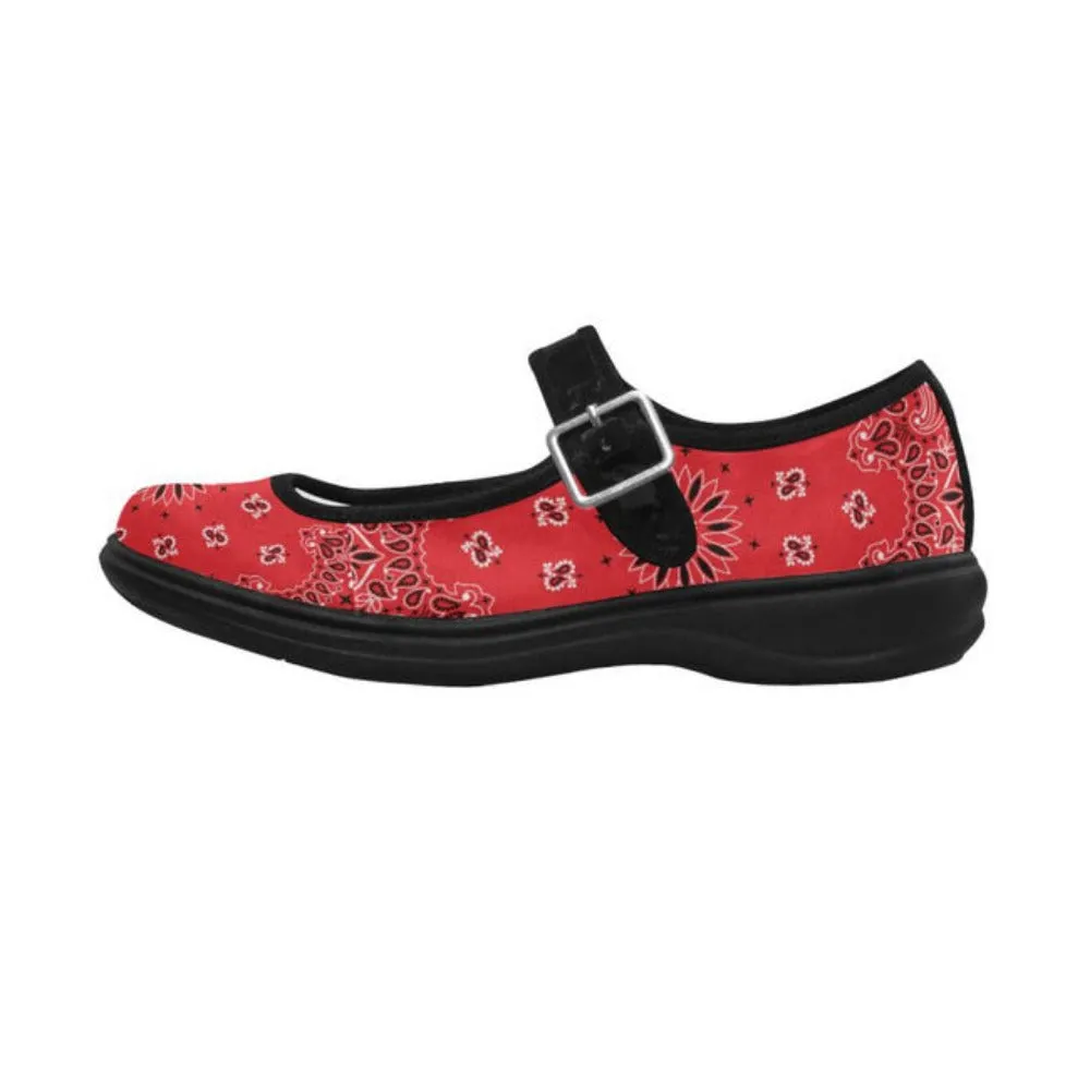 Red Bandana Mila Satin Women's Mary Jane Shoes