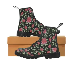 Red Beaded Rose Boots for Women (Black)