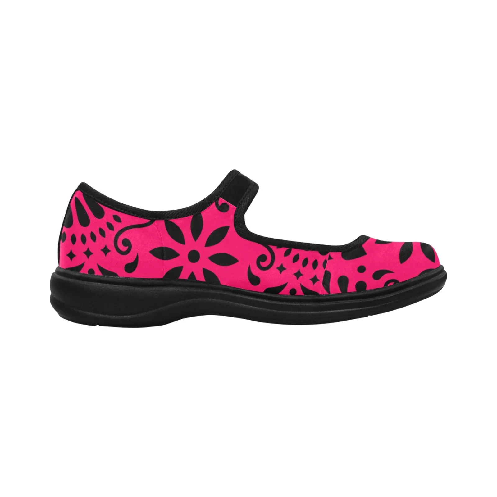 Red Pink Papel Picado Mila Satin Women's Mary Jane Shoes (Model 4808)