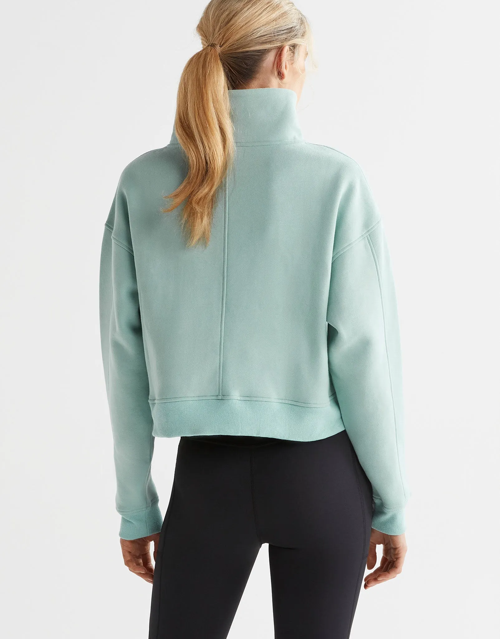 Rihanna 1/4 Zip Up Sweat - Sage Green