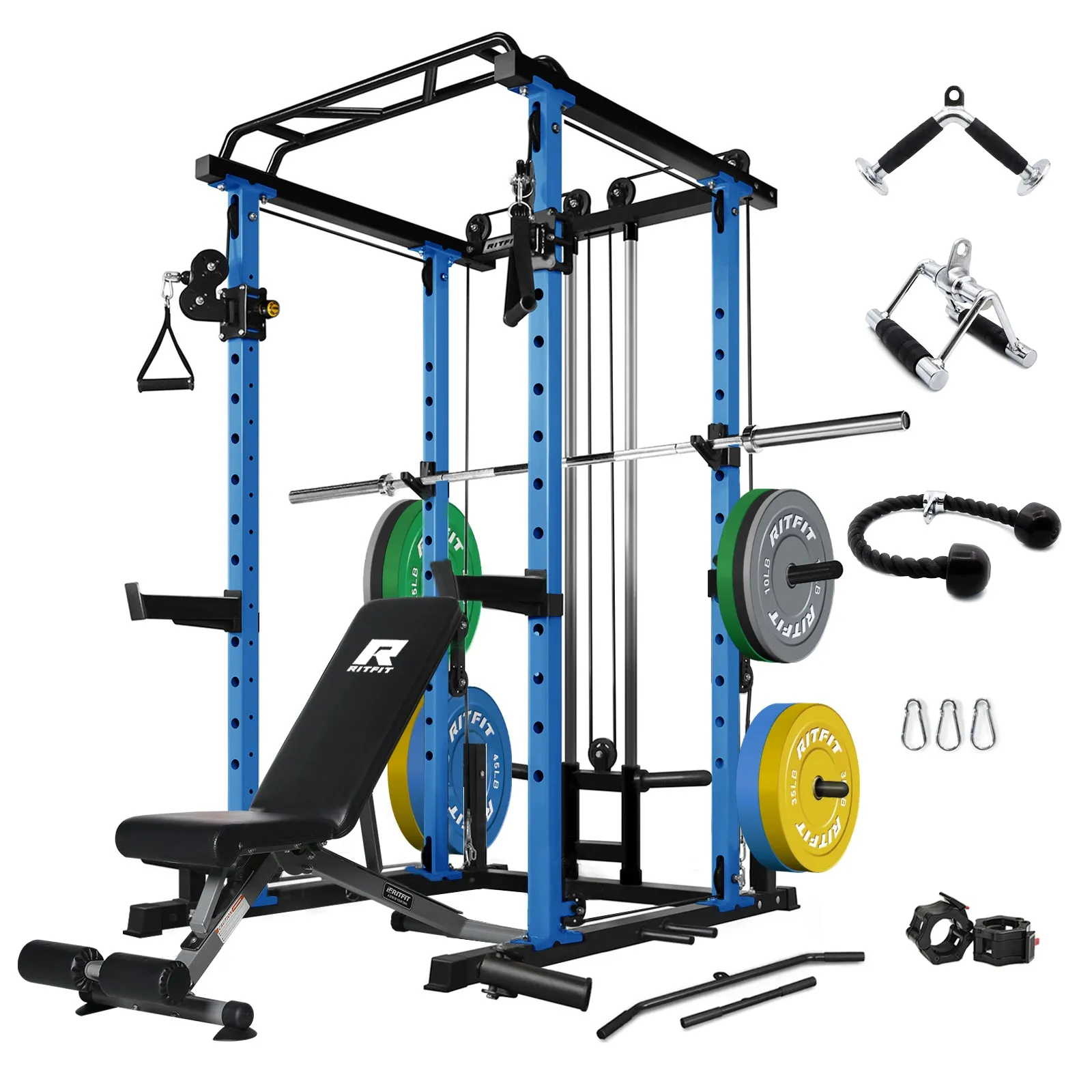 RitFit PPC03 Power Cage Home Gym Package with Adjustable Cable System