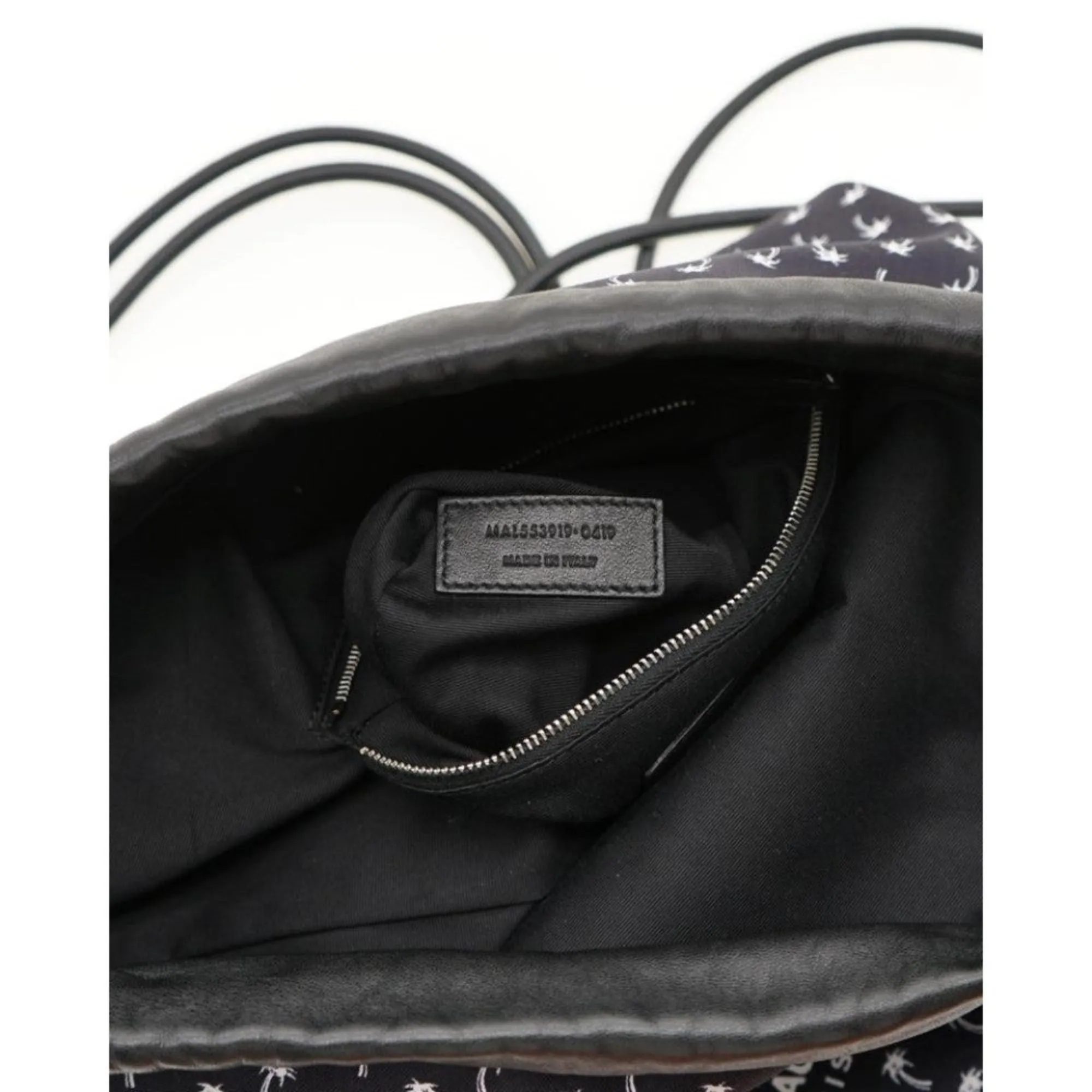 Saint Laurent Teddy Black Canvas Palm Drawstring Backpack