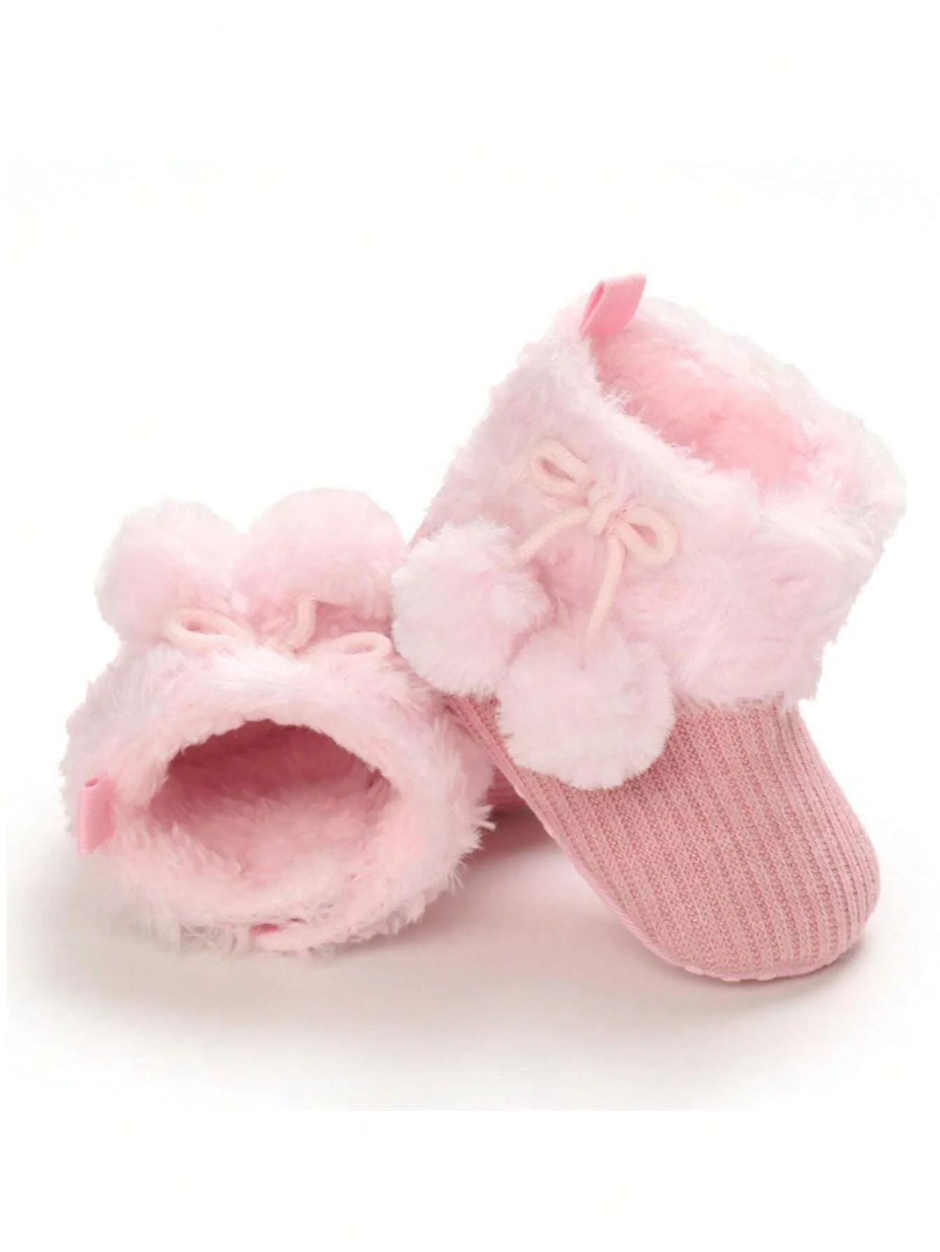 SHEIN Pink Soft Sole Boots For 0-1 Year Old Infant Girls, Autumn & Winter