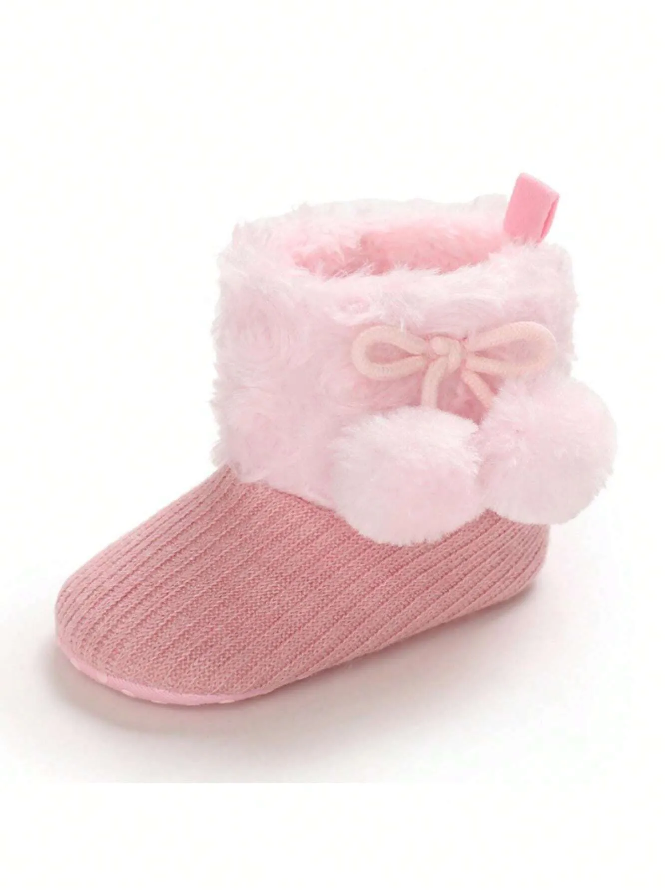 SHEIN Pink Soft Sole Boots For 0-1 Year Old Infant Girls, Autumn & Winter