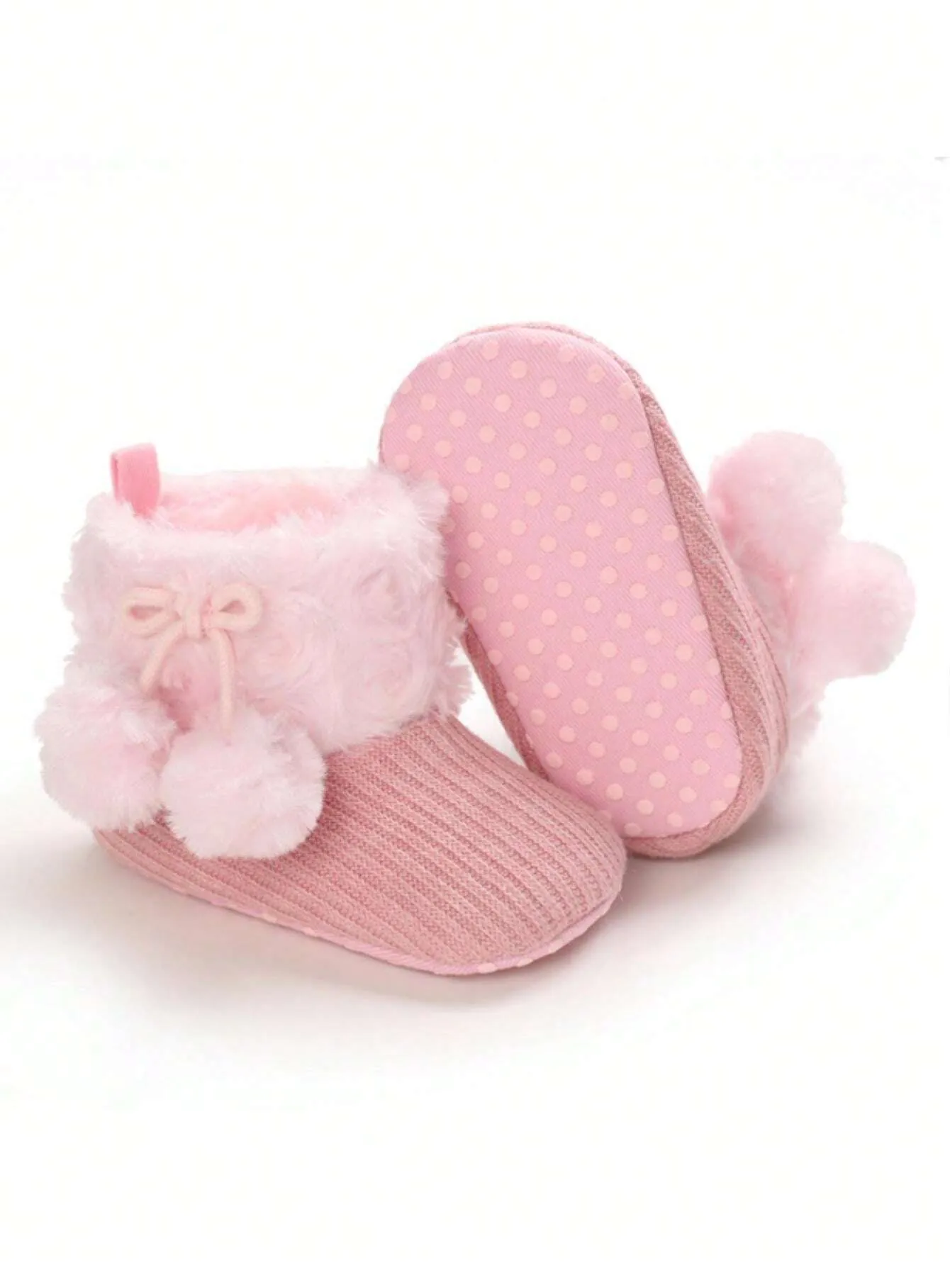 SHEIN Pink Soft Sole Boots For 0-1 Year Old Infant Girls, Autumn & Winter