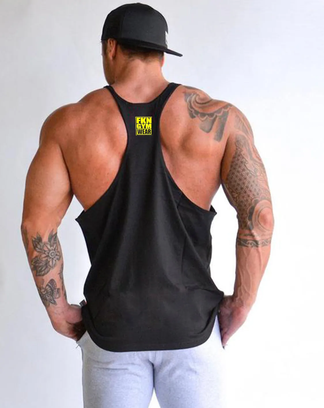 Shred Cuts | Men's Gym Stringer | Black