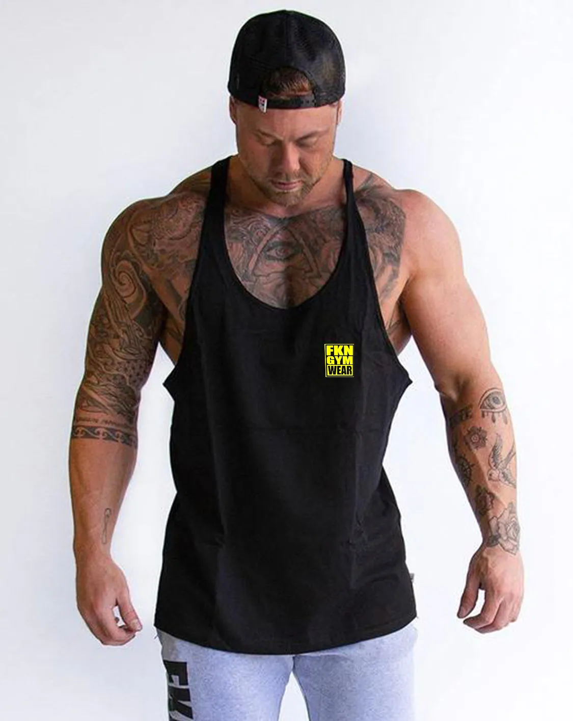 Shred Cuts | Men's Gym Stringer | Black