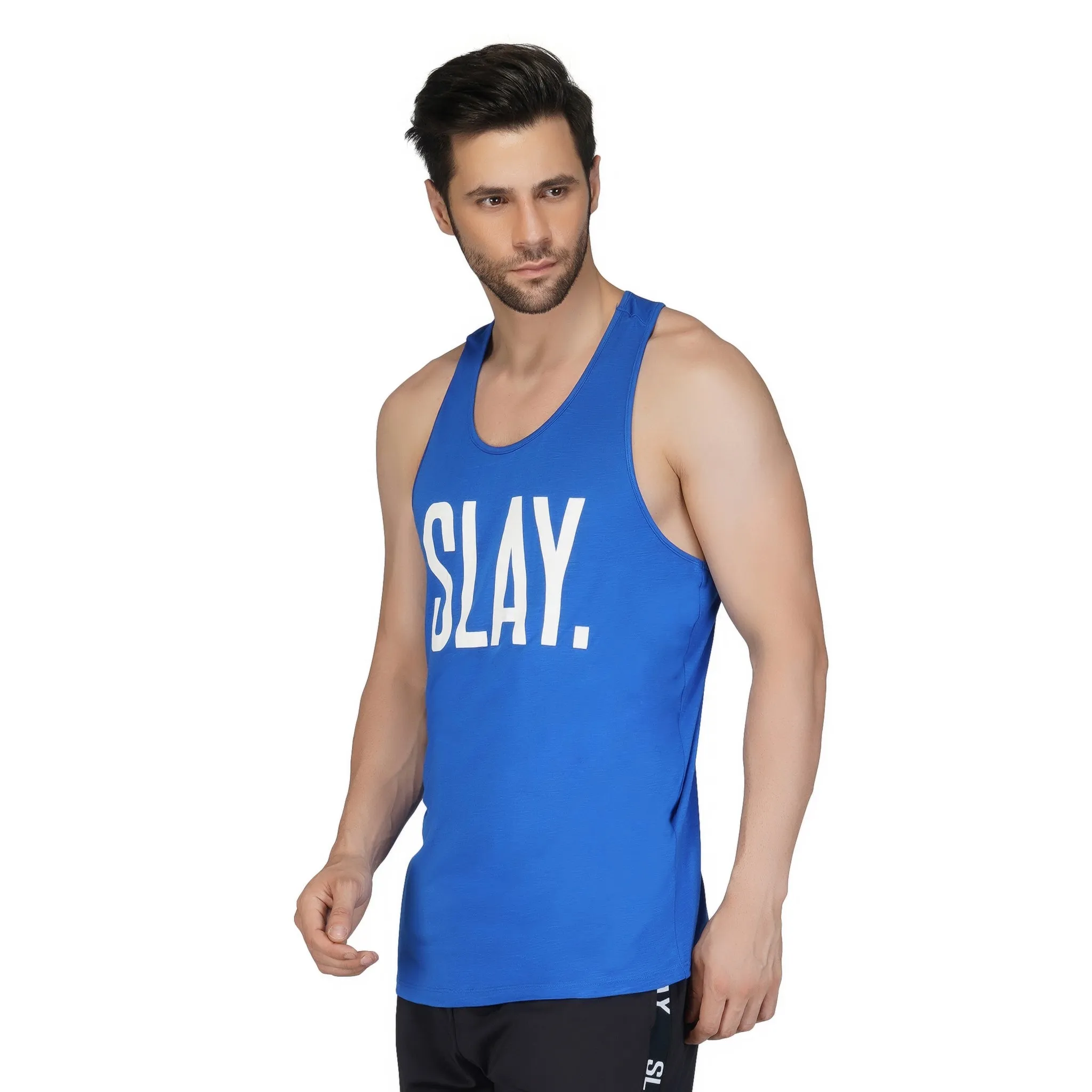 SLAY. Men's Blue Gym Vest