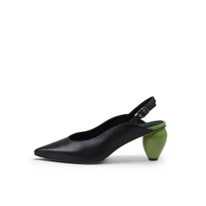 Slingback Low-Heel Pointed Sandals