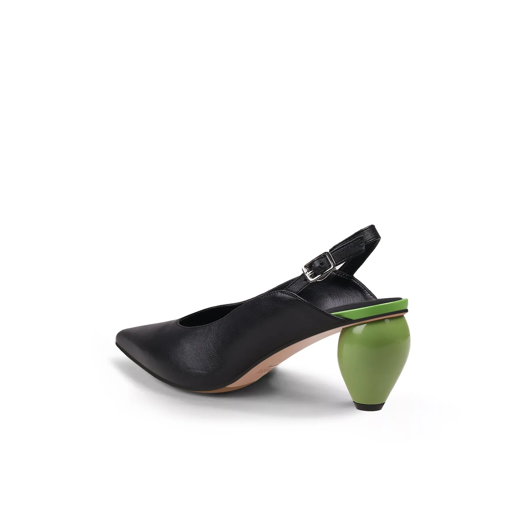 Slingback Low-Heel Pointed Sandals