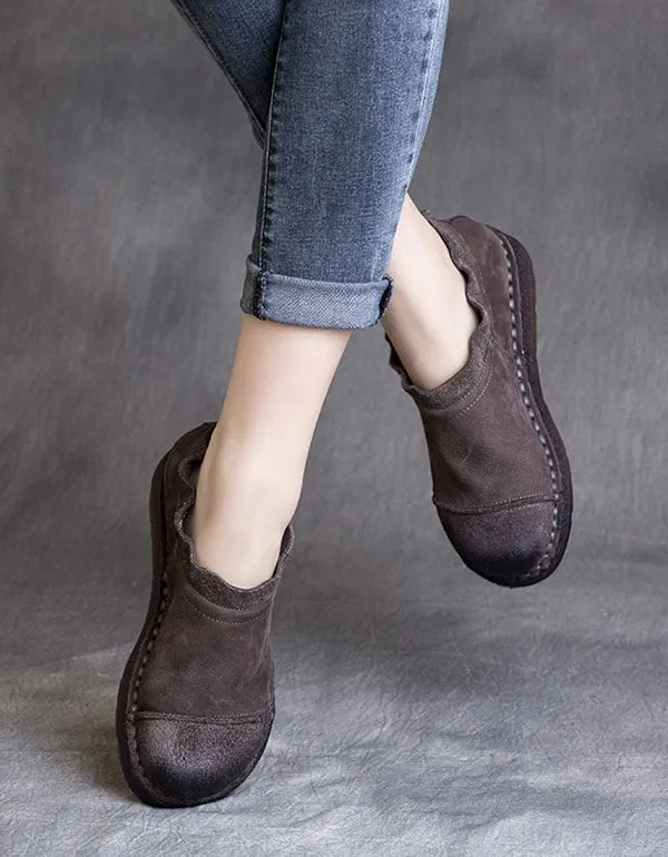 Spring Handmade Retro Soft Leather Ankle Boots 41-42