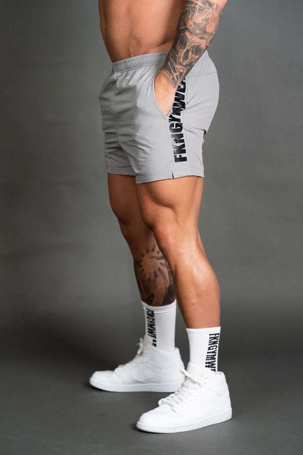 Steel HEIST | Men's Gym Shorts | Silver Grey