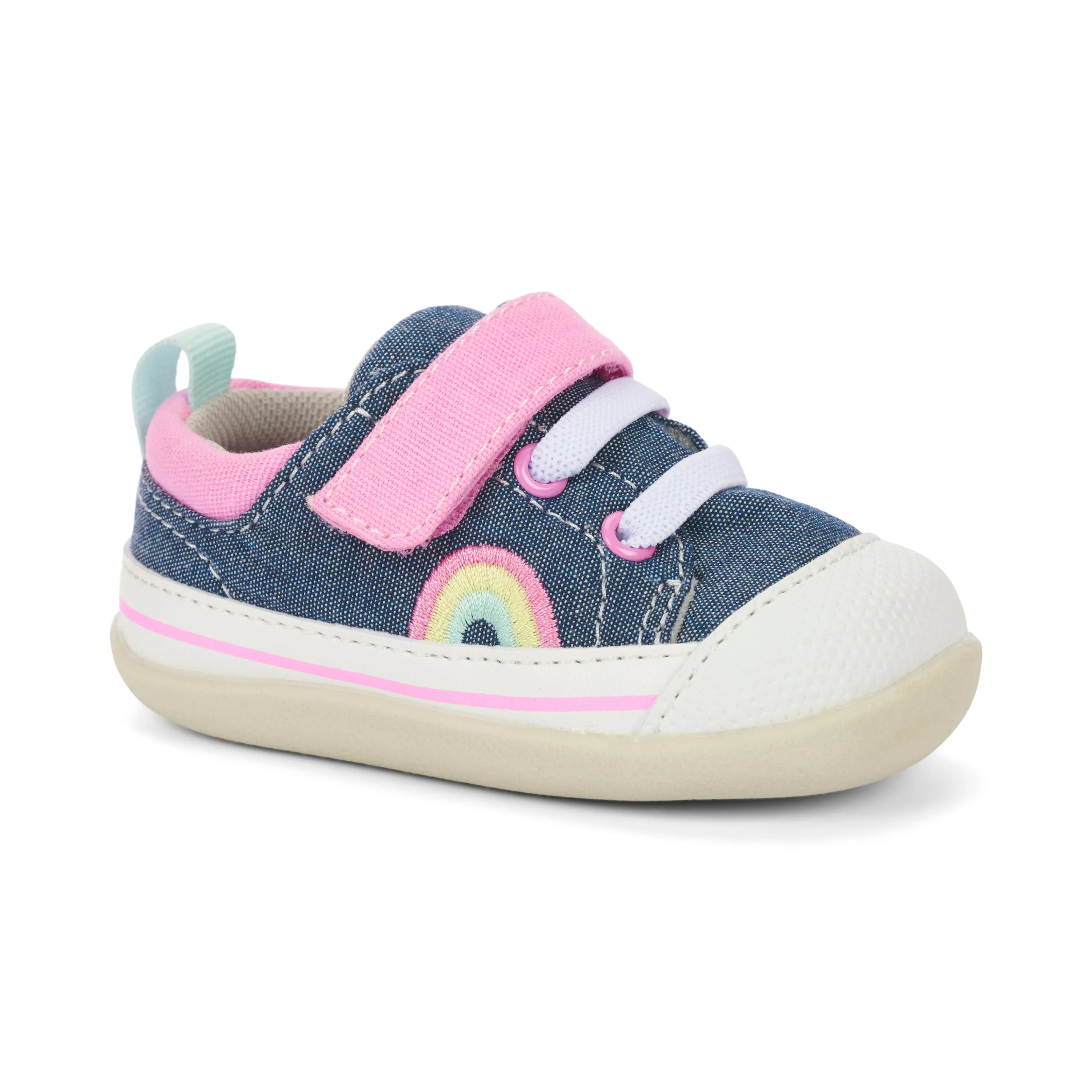 Stevie II (First Walker) Infant Shoe - Chambray/Pink