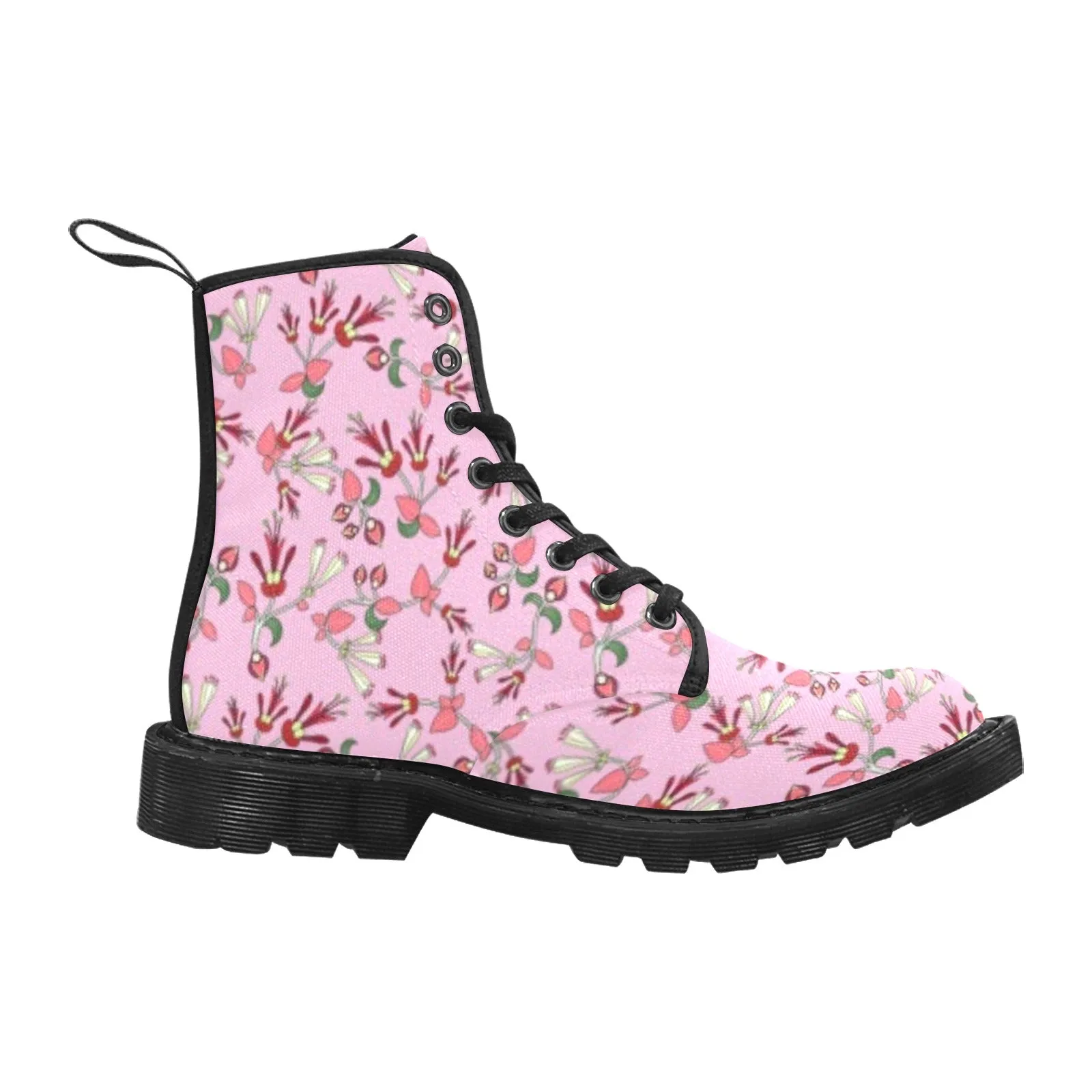 Strawberry Floral Boots for Men (Black)