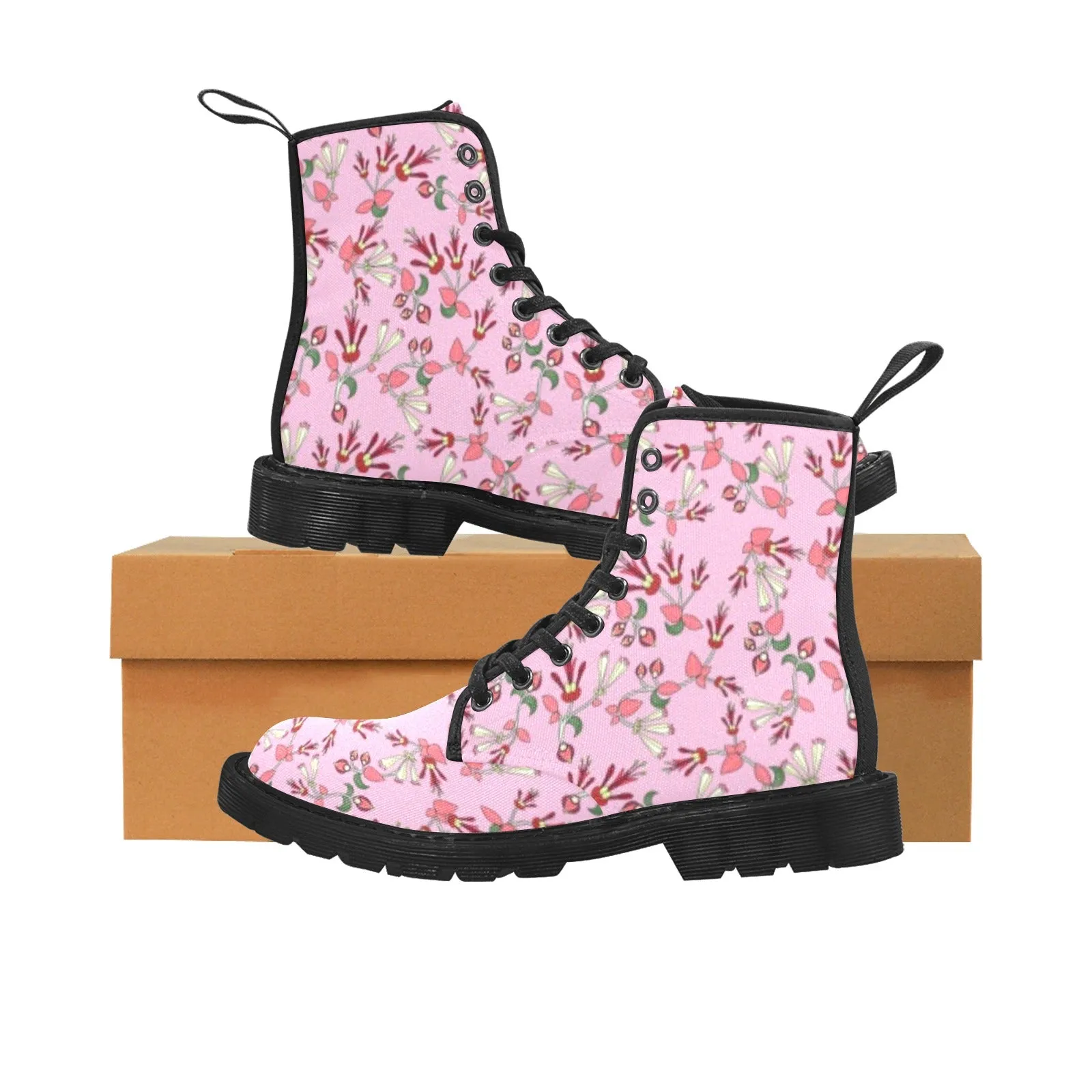 Strawberry Floral Boots for Men (Black)