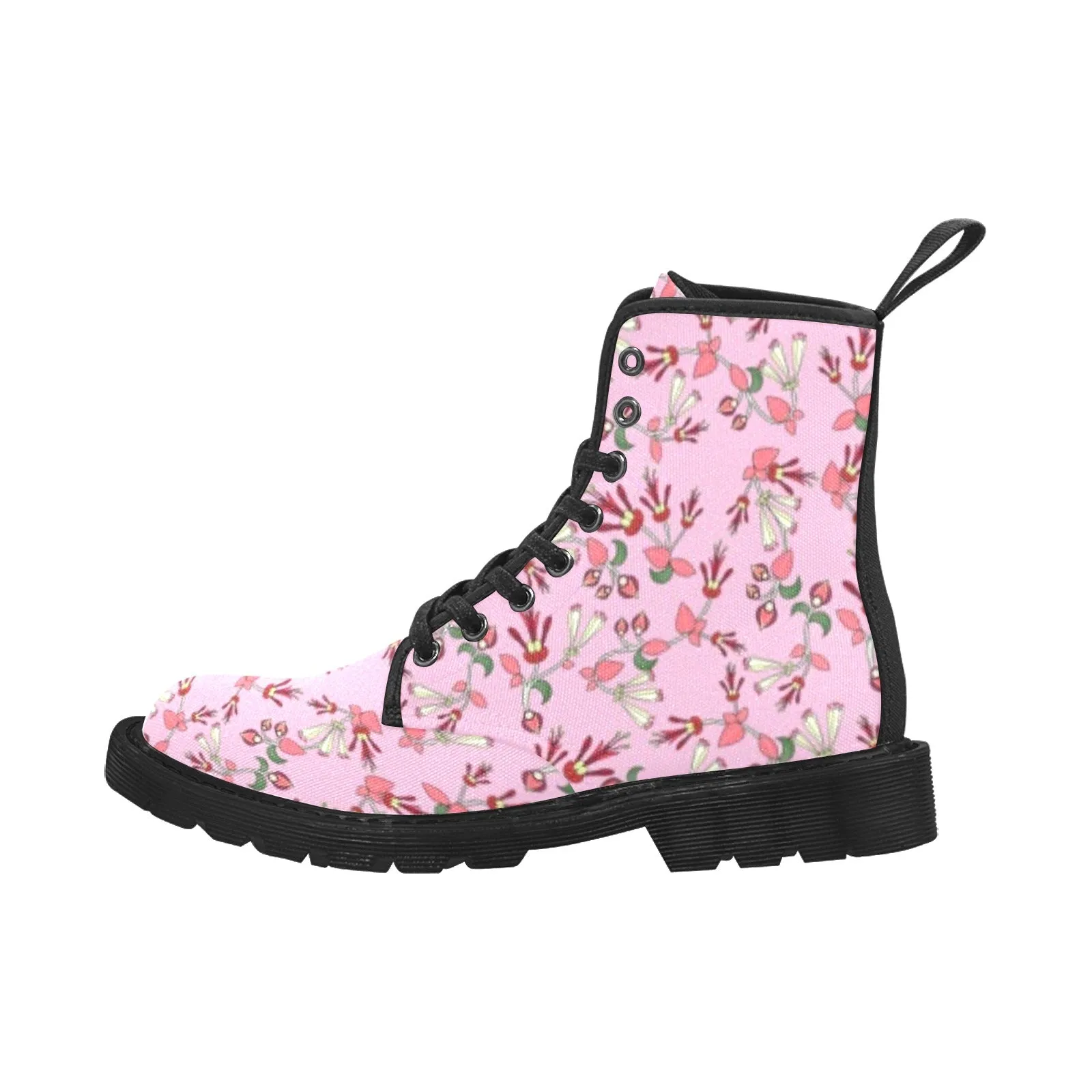 Strawberry Floral Boots for Men (Black)