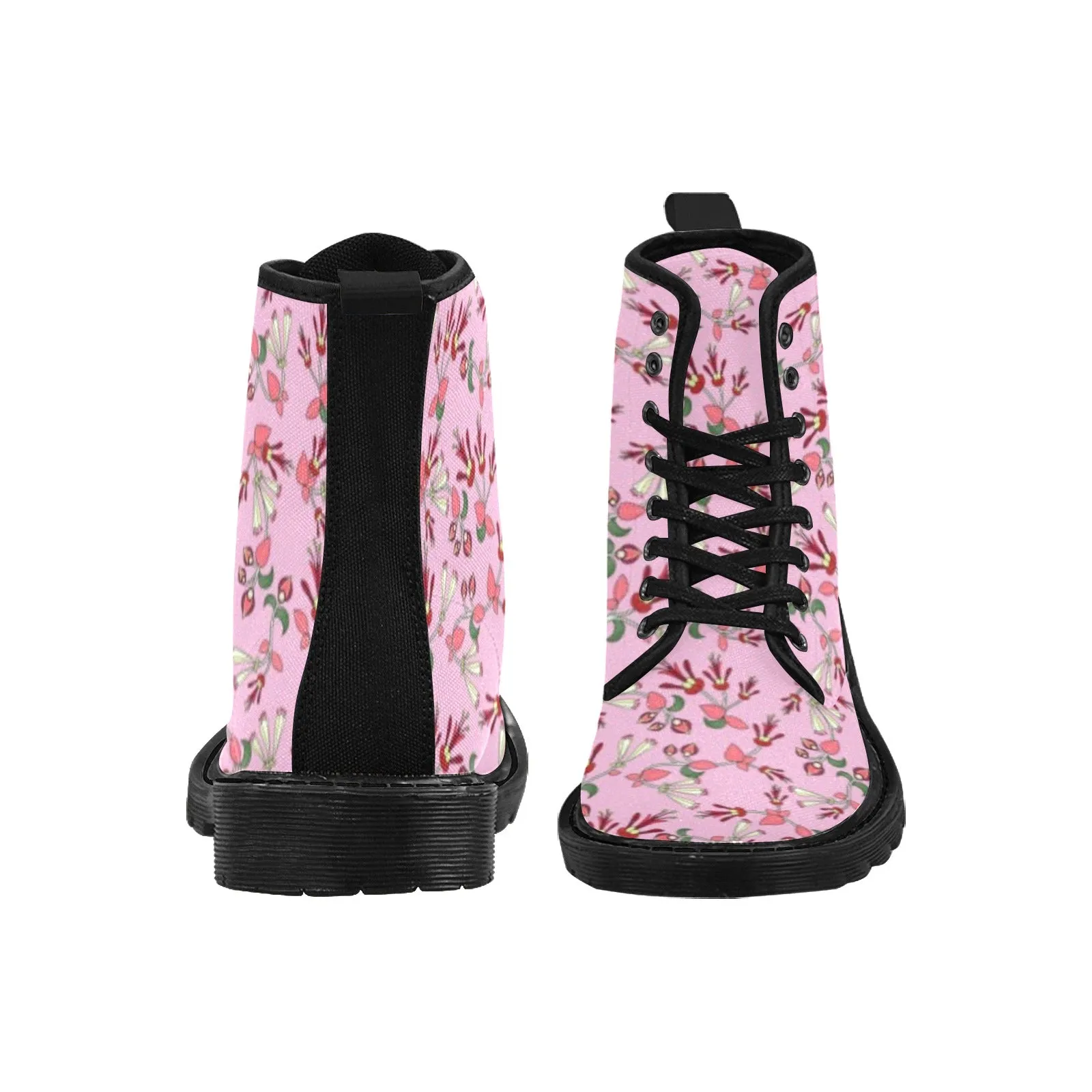 Strawberry Floral Boots for Women (Black)