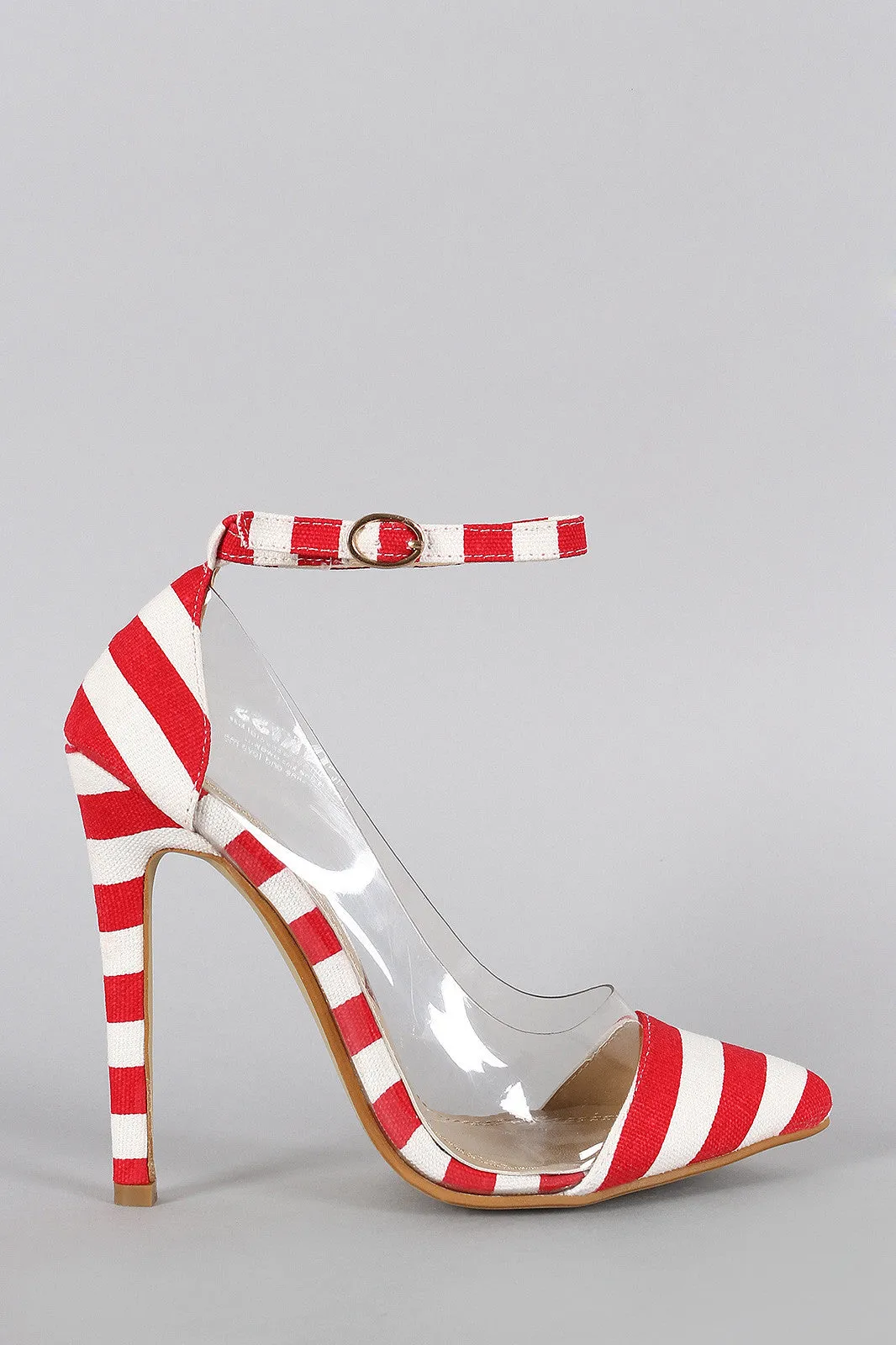 Striped Lucite Pointy Toe Stiletto Pump