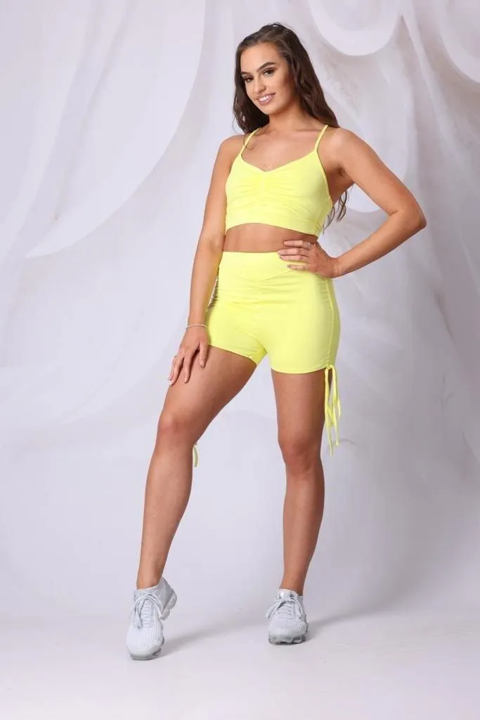 Tie Side Mini Cycle Shorts in Yellow